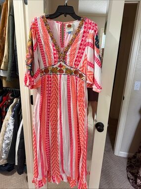 farm rio lace garden mix maxi dress FARM Rio Lace Garden Mix Midi Dress